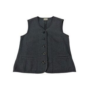 Geiger of Austria Boiled Wool Vest Charcoal Grey Button Front Size 38
